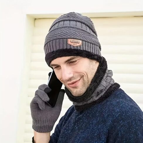 Winter Outdoor Windproof Hat, Warm Knitted Cap Fleece Lining Caps, Snow Skiing Hat for Men Women in Saudi Arabia