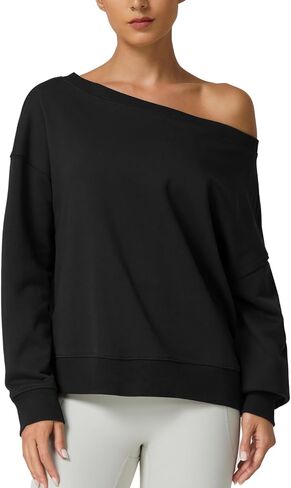 QINSEN Womens Oversized Sweatshirt Long Sleeve Off The Shoulder Pullover Casual Comfy Hoodie Fashion Outfits in Kuwait