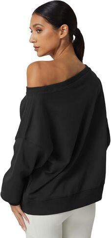 QINSEN Womens Oversized Sweatshirt Long Sleeve Off The Shoulder Pullover Casual Comfy Hoodie Fashion Outfits in Kuwait