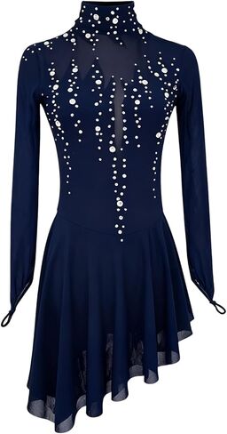 LIUHUO Figure Skating Dress Black Turtleneck Big Open Back Mesh Group Girls Competition Performance in Saudi Arabia