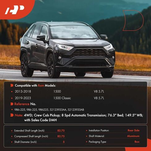 مجموعة عمود الدفع الخلفي الكامل A-Premium متوافقة مع Ram 1500 2013-2018، 1500 Classic 2019-2023، 5.7 لتر، الدفع الرباعي، ناقل حركة أوتوماتيكي 8 سرعات in Saudi Arabia