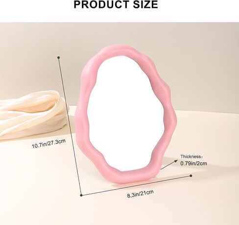 Mokoze Cloud Makeup Mirror, Asymmetrical Mirror with Stand Irregular Border 10.75"x8.27" for Wall Mounted Tabletop Mirror and Home Decor in Living Room Bedroom (Purple) in Kuwait