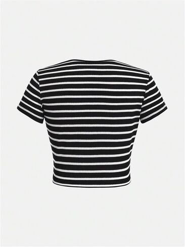 SOLY HUX Girl's Striped T Shirt Star Graphic Tees Short Sleeve Slim Fitted Y2k Summer Crop Tops with Arm Sleeves in Saudi Arabia