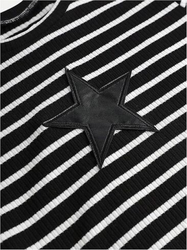 SOLY HUX Girl's Striped T Shirt Star Graphic Tees Short Sleeve Slim Fitted Y2k Summer Crop Tops with Arm Sleeves in Saudi Arabia