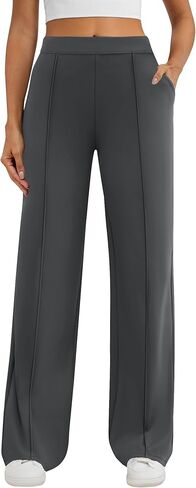 Womens Dress Work Pants Business Casual Slacks Stretchy Wide Leg Trousers with Pockets High Waist Pull On in Saudi Arabia