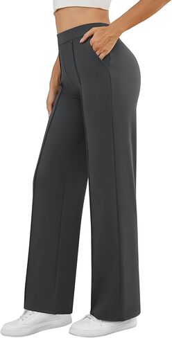 Womens Dress Work Pants Business Casual Slacks Stretchy Wide Leg Trousers with Pockets High Waist Pull On in Saudi Arabia