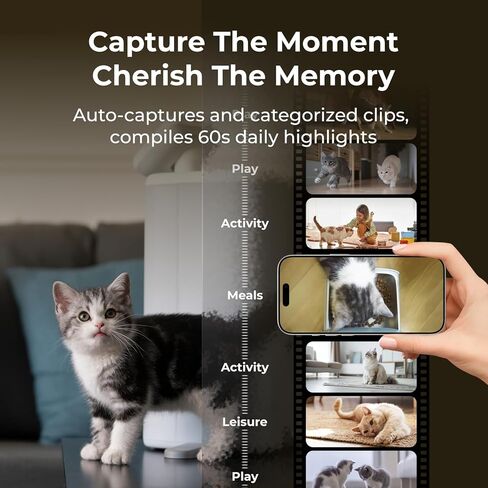 Automatic Cat Feeder with Camera, 2k HD Video Night Vision, 5G Pet Feeder with 2-Way Audio, Cat Food Dispenser with Low Food Alert and Blockage Sensor, Non-Subscription Version in Kuwait