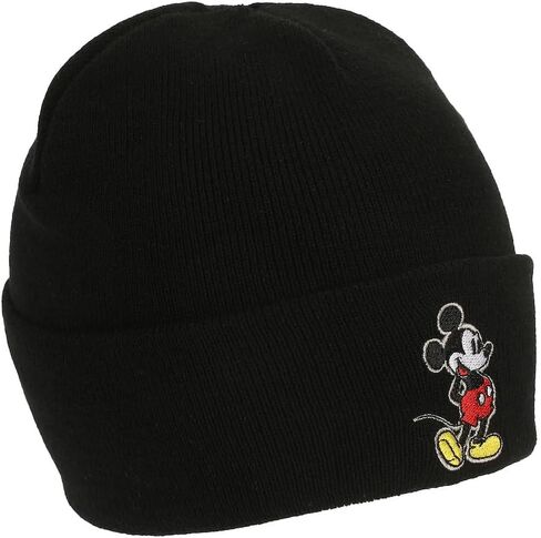 Mickey Mouse Mickey Embroidery Black Acrylic Knit Standard Cuff Beanie in Saudi Arabia