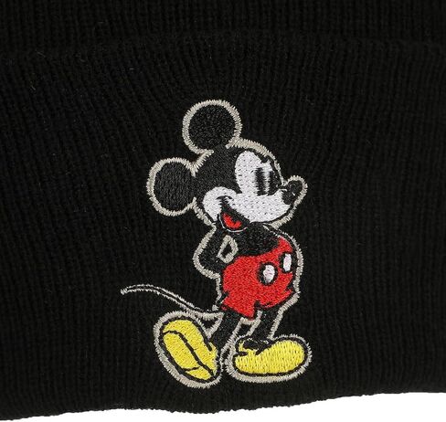 Mickey Mouse Mickey Embroidery Black Acrylic Knit Standard Cuff Beanie in Saudi Arabia