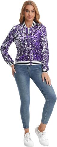 Glitter Jacket for Women Sequin Bomber Jacket Sparkly Sweatshirt Festival Party in Saudi Arabia