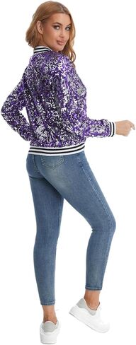 Glitter Jacket for Women Sequin Bomber Jacket Sparkly Sweatshirt Festival Party in Saudi Arabia