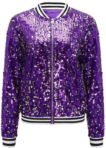 Glitter Jacket for Women Sequin Bomber Jacket Sparkly Sweatshirt Festival Party in Saudi Arabia