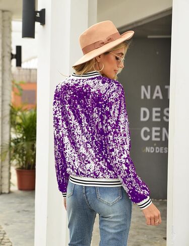 Glitter Jacket for Women Sequin Bomber Jacket Sparkly Sweatshirt Festival Party in Saudi Arabia