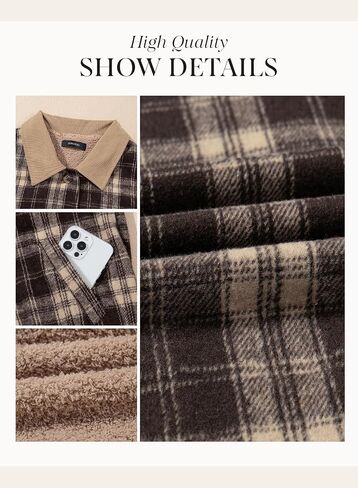 Dokotoo Womens Flannel Plaid Shacket Jackets Corduroy Collar Long Sleeve Button Down Fleece Jackets Warm Coat in Saudi Arabia