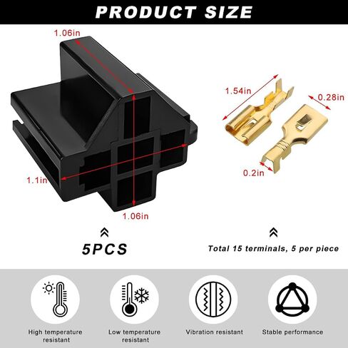 5 PCS 5 Pin Relay Connectors, 12V Relay Socket 30Amp/40Amp Connector with 6.3mm Terminals, Automotive Terminal Relays Case Holder for Cars Trucks SUVs, Car Accessories in Saudi Arabia