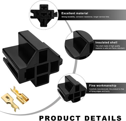 5 PCS 5 Pin Relay Connectors, 12V Relay Socket 30Amp/40Amp Connector with 6.3mm Terminals, Automotive Terminal Relays Case Holder for Cars Trucks SUVs, Car Accessories in Saudi Arabia