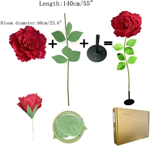 Giant Rose Flowers Huge Artificial Flowers Velvet Peony Fake Flower Creative Gift Handmade Rose for Wedding Anniversary, Valentine's Day, Mother's Day Wedding Display in Saudi Arabia
