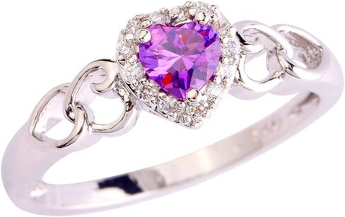 925 Sterling Silver Plated Heart Shaped Simulated Pink Topaz Halo Engagement Ring for Women in Kuwait