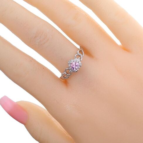 925 Sterling Silver Plated Heart Shaped Simulated Pink Topaz Halo Engagement Ring for Women in Kuwait