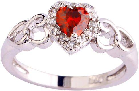 925 Sterling Silver Plated Heart Shaped Simulated Pink Topaz Halo Engagement Ring for Women in Kuwait