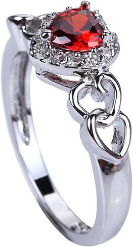 925 Sterling Silver Plated Heart Shaped Simulated Pink Topaz Halo Engagement Ring for Women in Kuwait