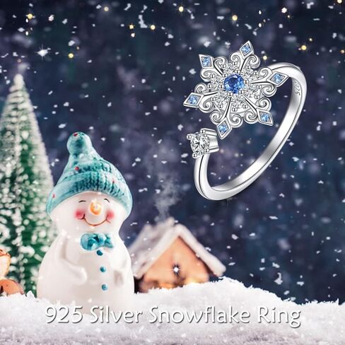AOBOCO Sunflower Ring for Women Sterling Silver Moon Sisters Snowflake Spinner Rings Fidget Open Adjustable Black Rose Ring Birthday Mothers Day Christmas Jewelry Gifts for Mom Friends in Saudi Arabia