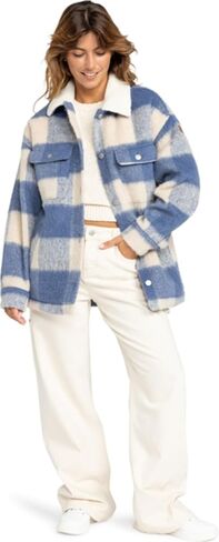 Roxy Women's Passage of Time Shacket – Soft Wool-Blend Plaid Jacket in Saudi Arabia