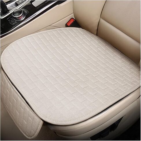 Car Seat Cover for Rear Seats, Comfortable Linen Seats Cushion Pad Mat with Storage Pockets, Anti-Slip Breathable Bottom Long Rear Seat Cover Protector for SUV Truck Van (Black) in Saudi Arabia