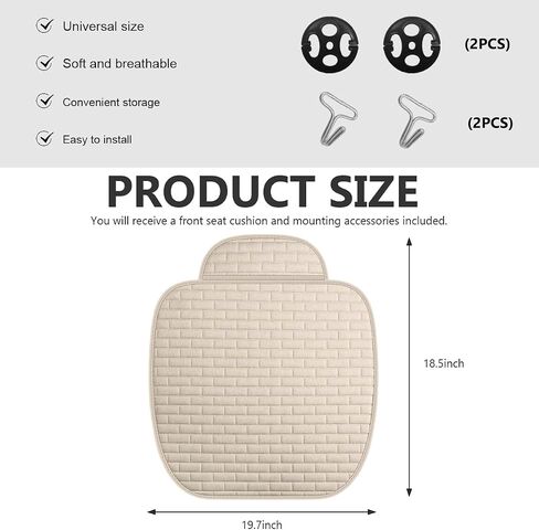 Car Seat Cover for Rear Seats, Comfortable Linen Seats Cushion Pad Mat with Storage Pockets, Anti-Slip Breathable Bottom Long Rear Seat Cover Protector for SUV Truck Van (Black) in Saudi Arabia