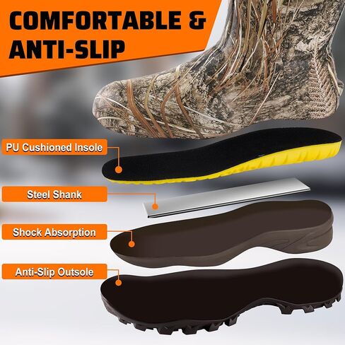أحذية صيد 6 مم للرجال، أحذية مطاطية معزولة مقاومة للماء، توفر الدفء والحماية للصيد في الهواء الطلق (معزولة 800 جرام) in Kuwait