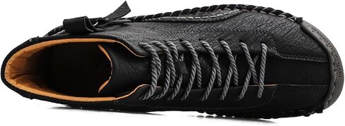 Mens Casual Leather Shoes Ankle Chukka Boots Lace-Up Black Hiking Boots with Fur Lining/Leather Lining Walking Work Driving for All Seasons in Saudi Arabia
