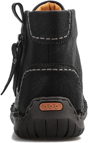 Mens Casual Leather Shoes Ankle Chukka Boots Lace-Up Black Hiking Boots with Fur Lining/Leather Lining Walking Work Driving for All Seasons in Saudi Arabia