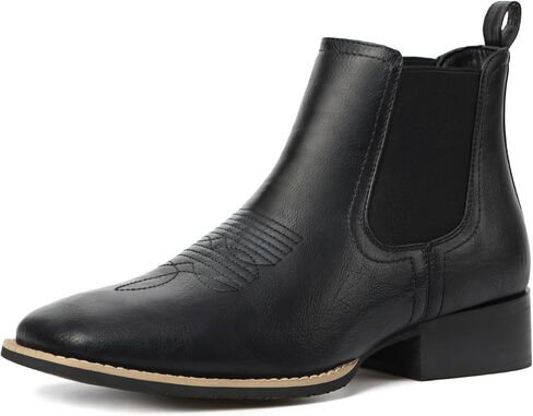 Cowboy Boots For Men Square Toe Ankle Western Boots Retro Slip On Chelsea Boot Casual Dress Boot in Kuwait