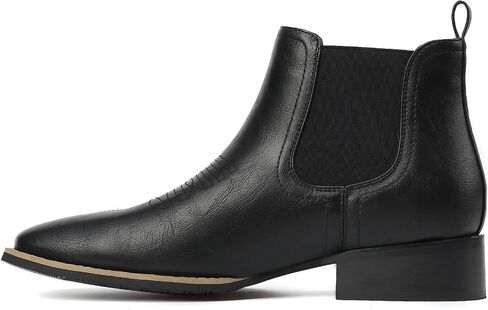 Cowboy Boots For Men Square Toe Ankle Western Boots Retro Slip On Chelsea Boot Casual Dress Boot in Kuwait