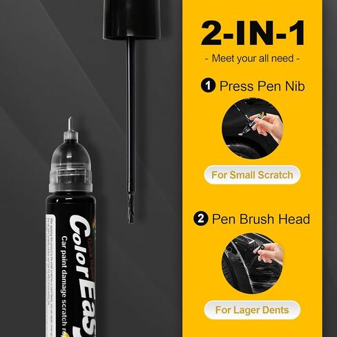 Touch Up Paint for Cars 2-in-1 Scratch Repair Pen Quick-Dry, Seamless Color Match, Automotive Scratch Remover Kit for Flawless Coverage (Black) in Kuwait
