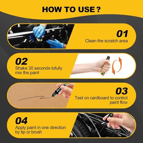 Touch Up Paint for Cars 2-in-1 Scratch Repair Pen Quick-Dry, Seamless Color Match, Automotive Scratch Remover Kit for Flawless Coverage (Black) in Kuwait