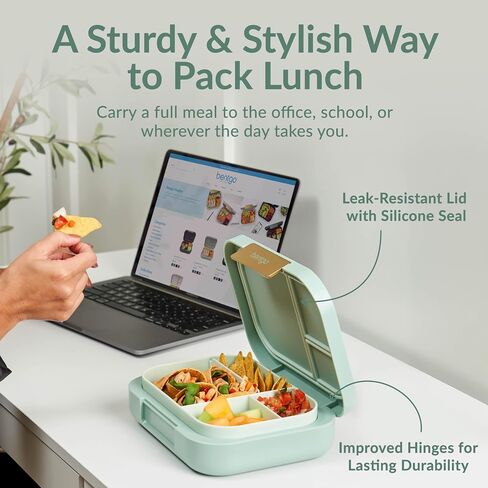 Bentgo Modern - Adult & Teen Bento Lunch Box; 3-4 Compartments, Leak-Resistant, 5.5 Cup Capacity/44 fl oz, Improved Locking Clips, Reusable, BPA-Free, Dishwasher/Microwave Safe Tray (Dark Gray) in Saudi Arabia