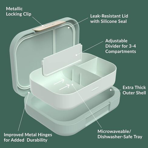 Bentgo Modern - Adult & Teen Bento Lunch Box; 3-4 Compartments, Leak-Resistant, 5.5 Cup Capacity/44 fl oz, Improved Locking Clips, Reusable, BPA-Free, Dishwasher/Microwave Safe Tray (Dark Gray) in Saudi Arabia