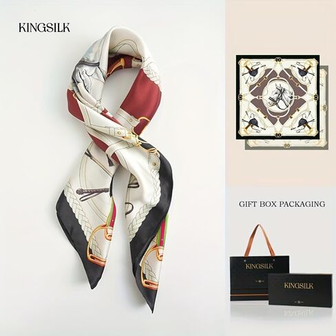 KING SILK 100% 22 Momme Silk Feeling Head Scarf Women's Fashion Square Neck Satin Scarfs for Bag Hair Scarves Gift in Saudi Arabia