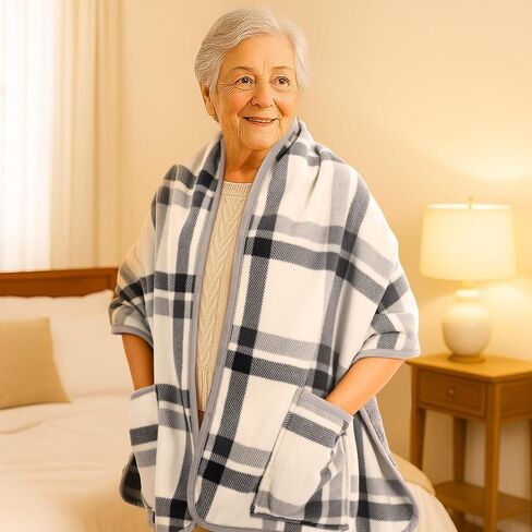 Ramede Fleece Wrap Shawl for Women with Large Front Pockets Wearable Blanket Winter Poncho Wrap Shawl Cape Women Warm Gifts in Saudi Arabia