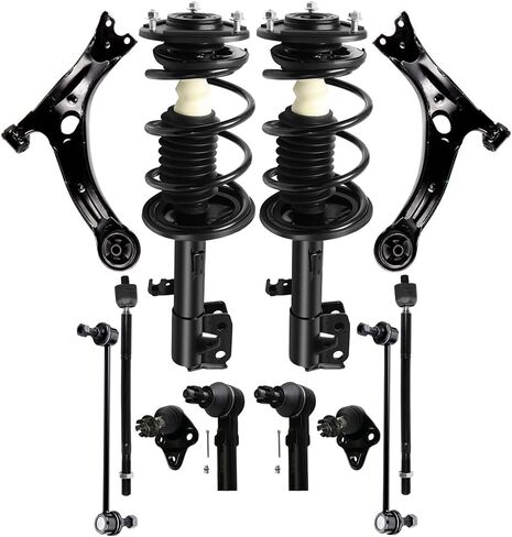 مجموعة تعليق الصدمات لـ 2009 2010 2011 2012 2013 لسيارة Toyota Corolla 2011 2012 2013 لسيارة Toyota Matrix Front Complete Strut Assembly، وصلة كروية، ذراع التحكم، رابط شريط التثبيت 12 قطعة in Saudi Arabia