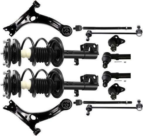 مجموعة تعليق الصدمات لـ 2009 2010 2011 2012 2013 لسيارة Toyota Corolla 2011 2012 2013 لسيارة Toyota Matrix Front Complete Strut Assembly، وصلة كروية، ذراع التحكم، رابط شريط التثبيت 12 قطعة in Saudi Arabia