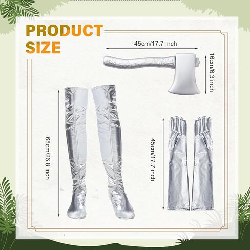 4 Pcs Halloween Tin Costume for Woman Dress Gloves Socks and Axe Space Costume Cosplay Planet Silver Metallic in Saudi Arabia