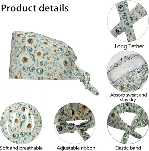 Starry Night Cardiac Adjustable Working Caps with Sweatband Scrub Hats Surgical Headgear for Women/Men in Saudi Arabia