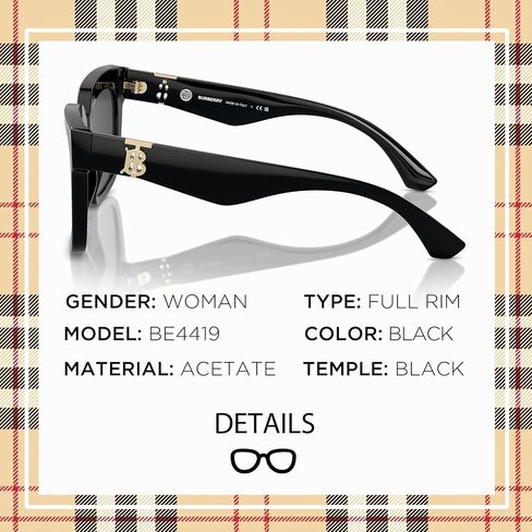 BURBERRY BE4419 Square Shape Acetate Sunglasses with Luxury Eyewear Kit in Saudi Arabia