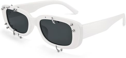 Dollger Rectangle Sunglasses for Women Fashion Y2k Studded Punk Cool Square Rivets Sun Glasses Men in Saudi Arabia