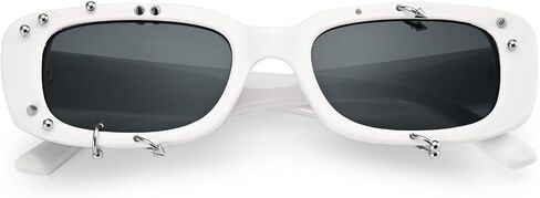 Dollger Rectangle Sunglasses for Women Fashion Y2k Studded Punk Cool Square Rivets Sun Glasses Men in Saudi Arabia