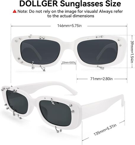 Dollger Rectangle Sunglasses for Women Fashion Y2k Studded Punk Cool Square Rivets Sun Glasses Men in Saudi Arabia