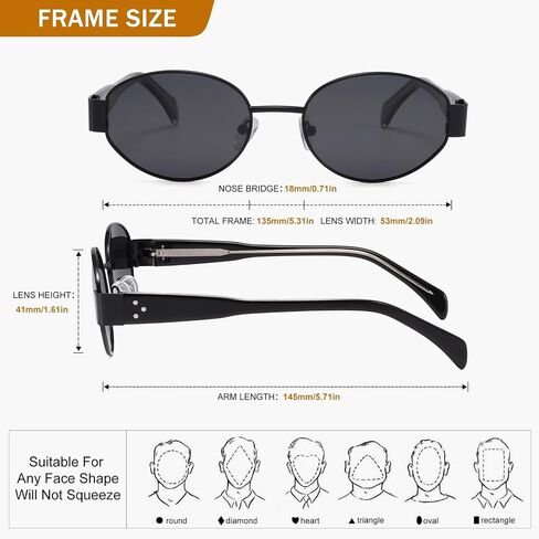 Retro Polarized Oval Sunglasses for Women Men,Trendy Metal Acetate Sun Glasses Shades UV400 Protection in Saudi Arabia