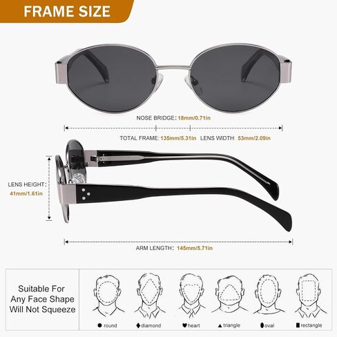 Retro Polarized Oval Sunglasses for Women Men,Trendy Metal Acetate Sun Glasses Shades UV400 Protection in Saudi Arabia